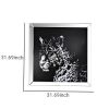 Square Shape Mirror framed Leopard Wall Dâ€¹Â¨Â«cor With Crystal Inlays, Black & Silver