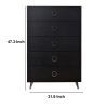 Five Drawers Wooden Chest In Contemporary Style, Black