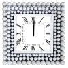 Mirrored Wall Clock In Square Shape, White