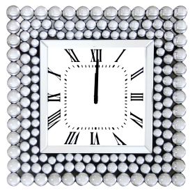 Mirrored Wall Clock In Square Shape, White