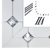 Mirrored Square Shape Wooden Analog Wall Clock With Crystal Accents, White