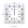 Mirrored Square Shape Wooden Analog Wall Clock With Crystal Accents, White