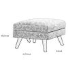 Fabric Upholstered Ottoman With Tappered Wooden Legs, Light Gray and Brown