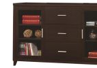 Modern & Minimal Style TV Console With Multi Shelves & Drawers, Cappuccino Brown