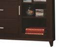 Modern & Minimal Style TV Console With Multi Shelves & Drawers, Cappuccino Brown