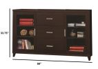 Modern & Minimal Style TV Console With Multi Shelves & Drawers, Cappuccino Brown