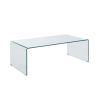 Contemporary Style Minimal Clear Glass Coffee Table, Clear
