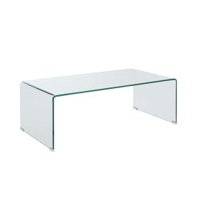 Contemporary Style Minimal Clear Glass Coffee Table, Clear
