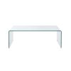 Contemporary Style Minimal Clear Glass Coffee Table, Clear