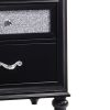 Two Drawers Wooden Night Stand with Acrylic Drawer Front, Black