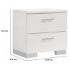 Wooden Nightstand with 2 Drawers and Chrome Metal Legs, White