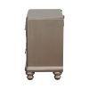 Mirror Trim Accented Nightstand with Two Drawers and Turned Legs, Silver