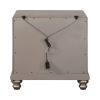 Mirror Trim Accented Nightstand with Two Drawers and Turned Legs, Silver