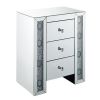 Wood & Mirror Nightstand with Agate Inserts, Silver