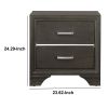 Wooden Two Drawer Nightstand With Bracket Legs, Gray