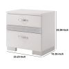 Nightstand With Three Center Metal Glide Drawers In White Gloss Finish