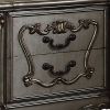 Two Drawer Nightstand With Oversized Scrolled Legs In Antique Platinum Finish