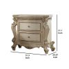 Two Drawer Nightstand With Carved Details And Cabriole Legs, Antique Pearl