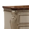 Two Drawer Nightstand With Cabriole Legs, Antique Pearl & Cherry Oak