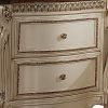 Two Drawer Nightstand With Cabriole Legs, Antique Pearl & Cherry Oak