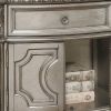 Wood Top Nightstand With One Drawer And Two Door Shelf, Antique Champagne