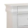 Three Drawer Nightstand With One Hidden Top Drawer And Scalloped Feet, White