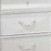 Three Drawer Nightstand With One Hidden Top Drawer And Scalloped Feet, White
