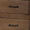 Two Drawer Nightstand With Metal Handle, Antique Oak