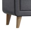 Transitional Style Wood and Fabric Upholstery Nightstand with 2 Drawers, Gray