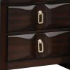 Transitional Style Wood Nightstand with 2 Drawers, Espresso Brown