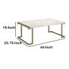 Faux Marble Top Coffee Table With Metal Base, White And Gold