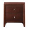 Wooden Nightstand with Two Storage Drawers, Cherry Brown