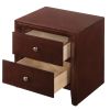 Wooden Nightstand with Two Storage Drawers, Cherry Brown