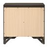 Wooden Nightstand with Dramatic Bevel Drawer Fronts, Espresso Brown