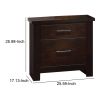 Wooden Nightstand with Two Drawers, Mahogany Brown