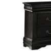 Wooden Nightstand with Two Drawers, Black