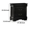 Wooden Nightstand with Two Drawers, Black