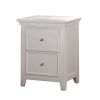 Contemporary Style Wood and Metal Nightstand with 2 Drawers, White