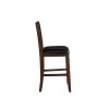 Wooden Counter Height Chair with Leatherette seat, Set of 2, Black and Brown