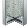 Round Mirrored Metal End Table with Glass Top and Crystal Accent Base, Silver