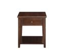 Wooden End Table with One Drawer and One Shelf, Walnut Brown