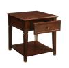 Wooden End Table with One Drawer and One Shelf, Walnut Brown