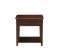 Wooden End Table with One Drawer and One Shelf, Walnut Brown