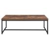 Metal Framed Coffee Table with veneer Top, Weathered Oak Brown and Black