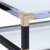 Rectangular Metal Coffee Table with Glass Top and Shelf, Black