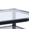 Rectangular Metal Coffee Table with Glass Top and Shelf, Black