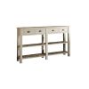 Wooden Console Table with Four Drawers and Two Shelves, Cream