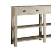 Wooden Console Table with Four Drawers and Two Shelves, Cream
