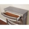 Solid Wood with Marble Top Nightstand with Three Drawers, Silver