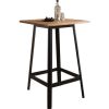 Transitional Square Shaped Wooden Bar Table With Metal Base, Black and Brown